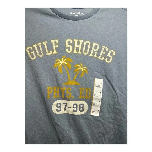 Goodfellow Mens Blue Gulf Shores Graphic Tee, Small - Picture 3 of 5